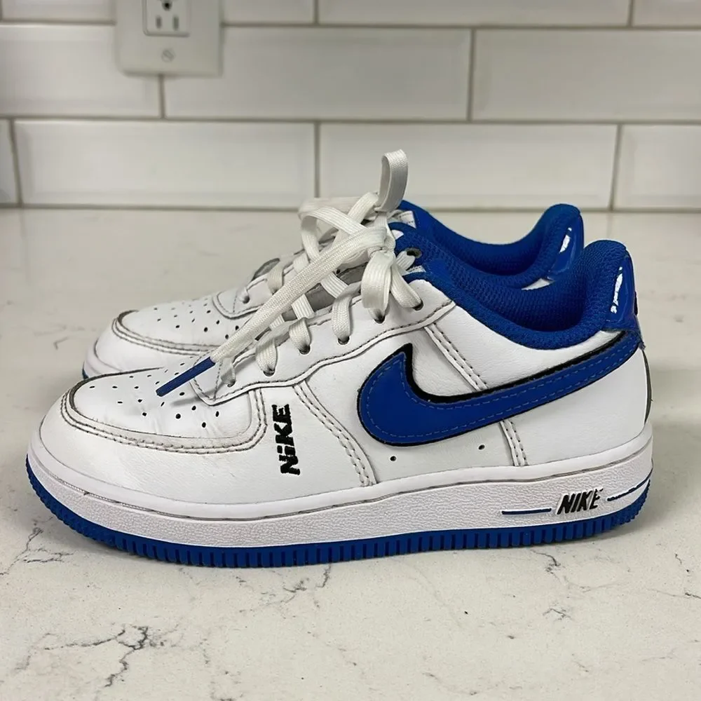 Little Kid's Nike Force 1 LV8 White/White-Black-Game Royal (DO3807 100) Size 11C